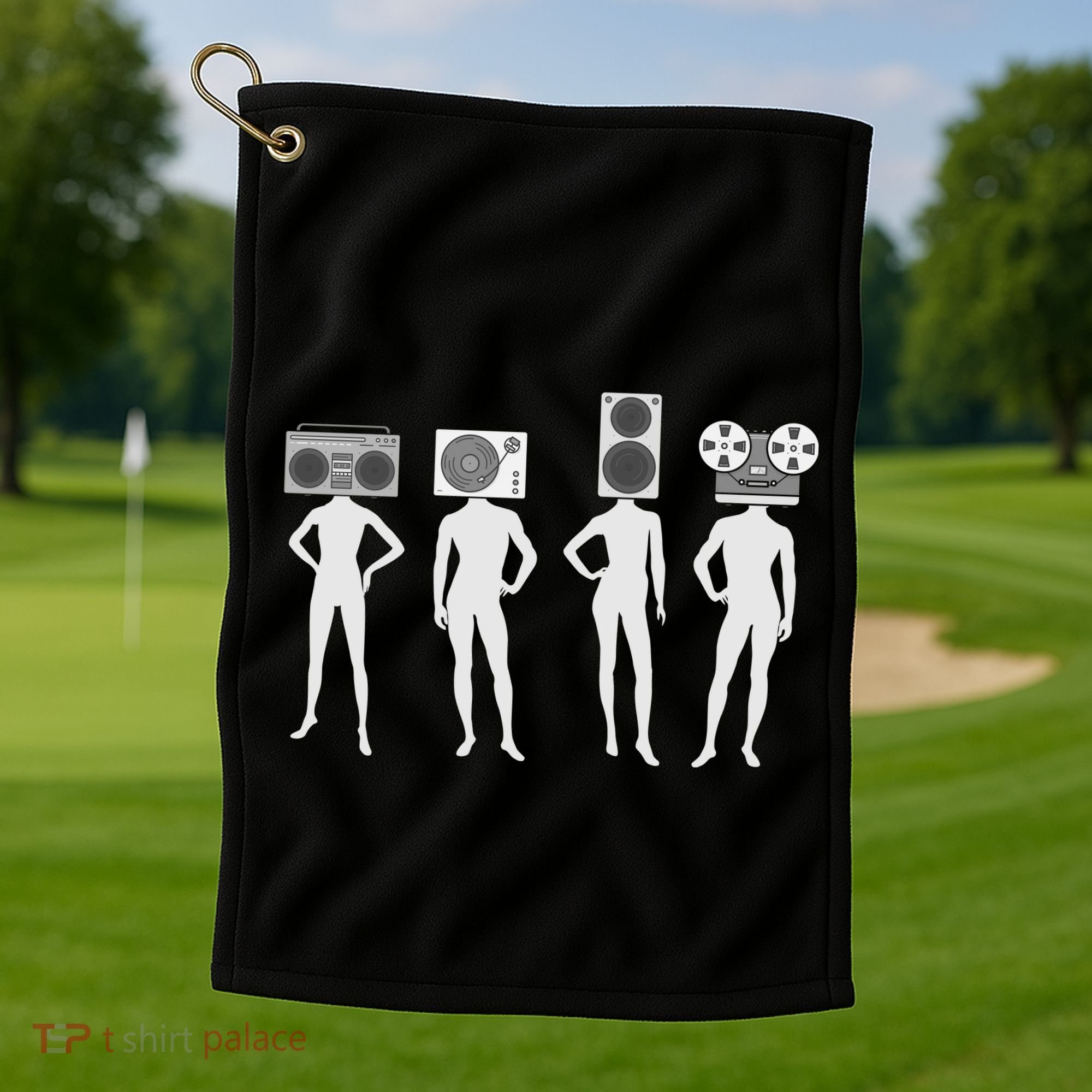 Retro Music Head Golf Towel
