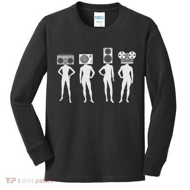Retro Music Head Kids Long Sleeve Shirt