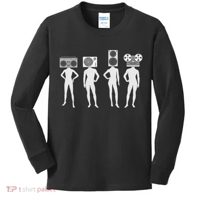 Retro Music Head Kids Long Sleeve Shirt