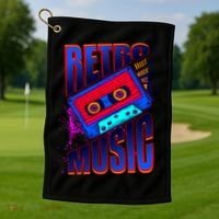Retro Music Neon Golf Towel thumb 1