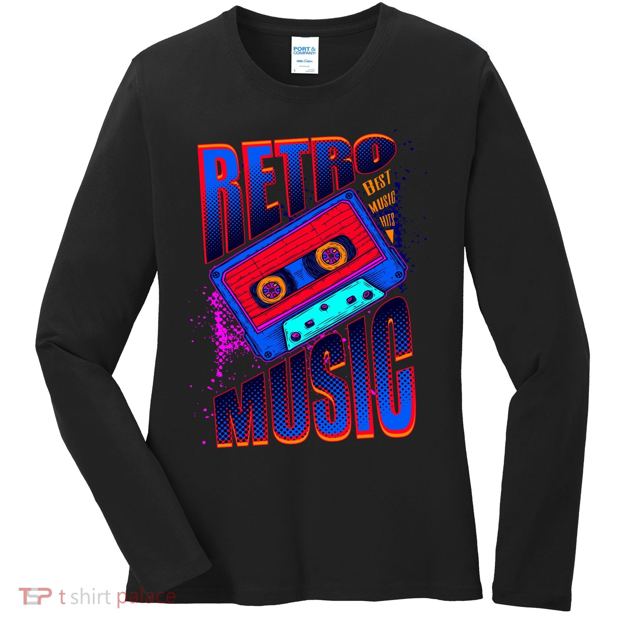 Retro Music Neon Women's Long Sleeve Shirt