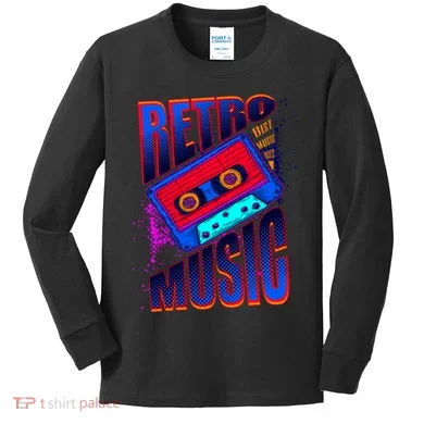 Retro Music Neon Kids Long Sleeve Shirt