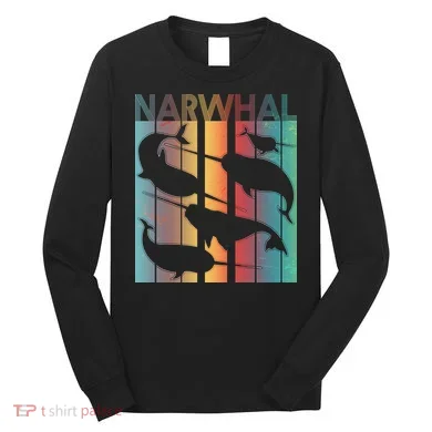 Retro Narwhal Long Sleeve Shirt