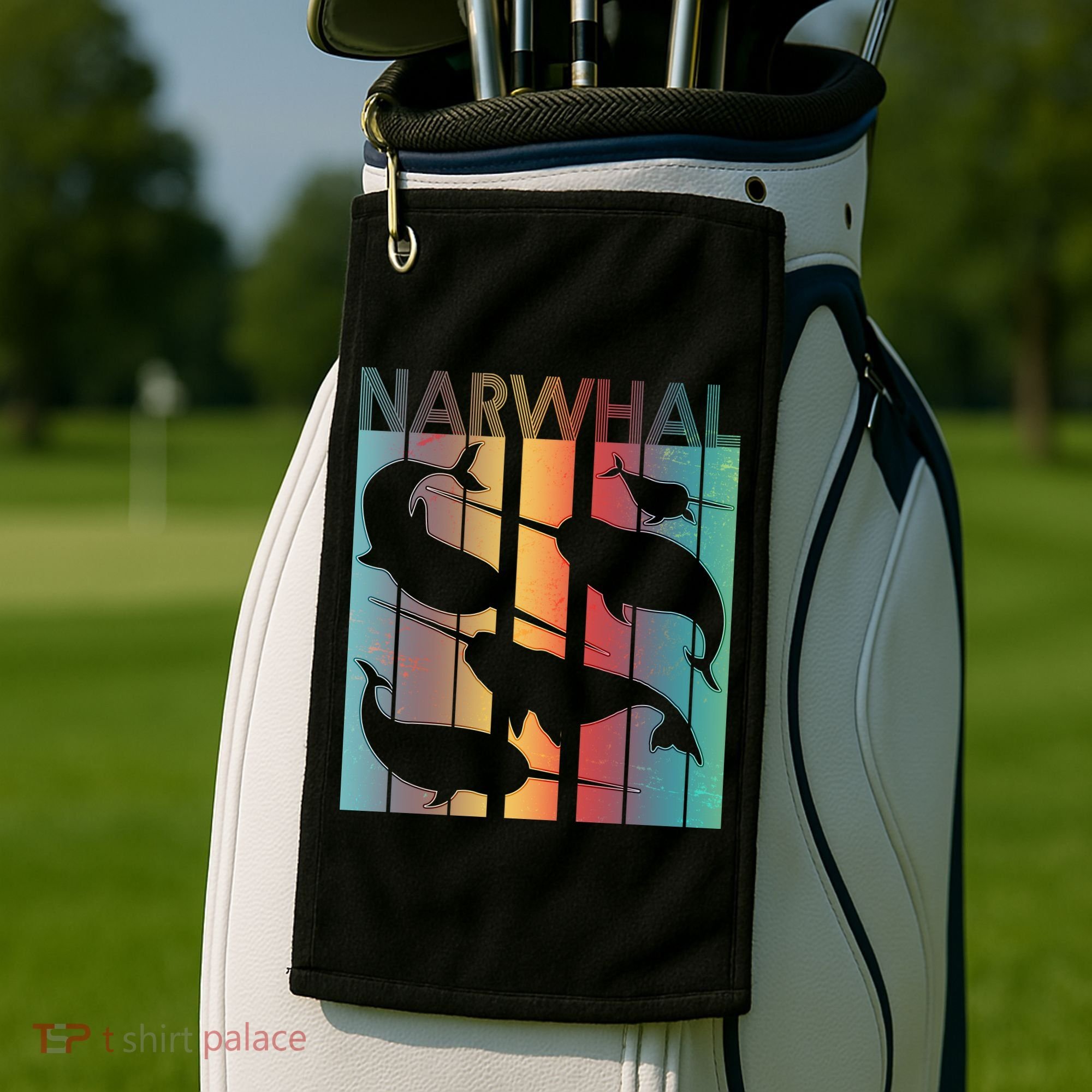 Retro Narwhal Golf Towel