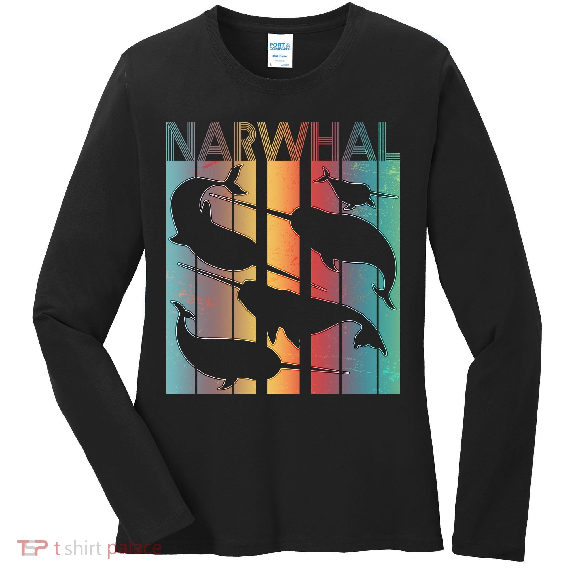 Retro Narwhal Women's Long Sleeve Shirt