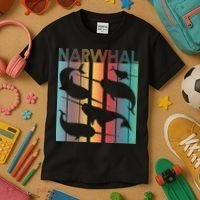 Retro Narwhal Kids T-Shirt thumb 3
