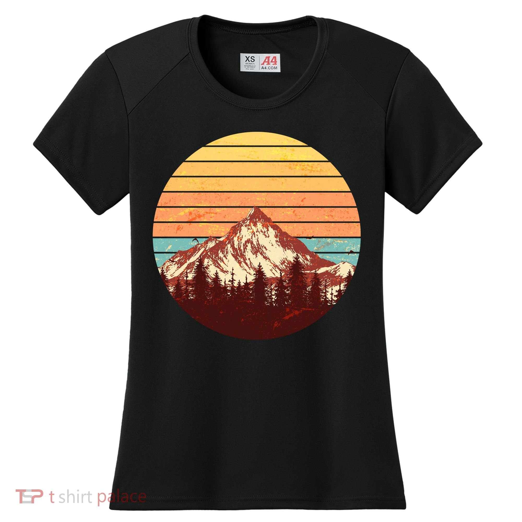 Retro Nature Mountains Women's Cooling Performance Crew T-Shirt
