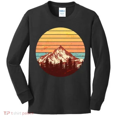 Retro Nature Mountains Kids Long Sleeve Shirt