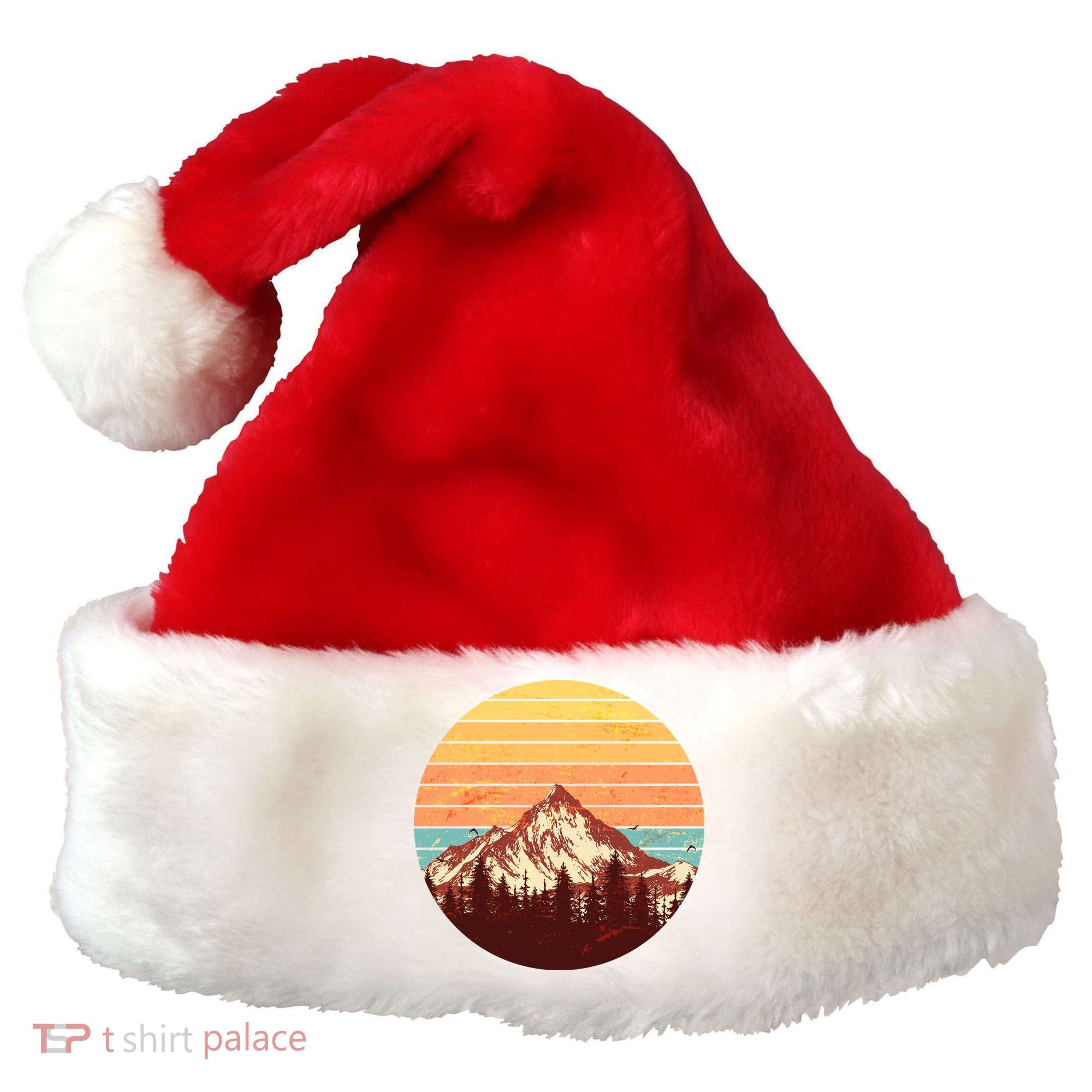 Retro Nature Mountains Santa Hat