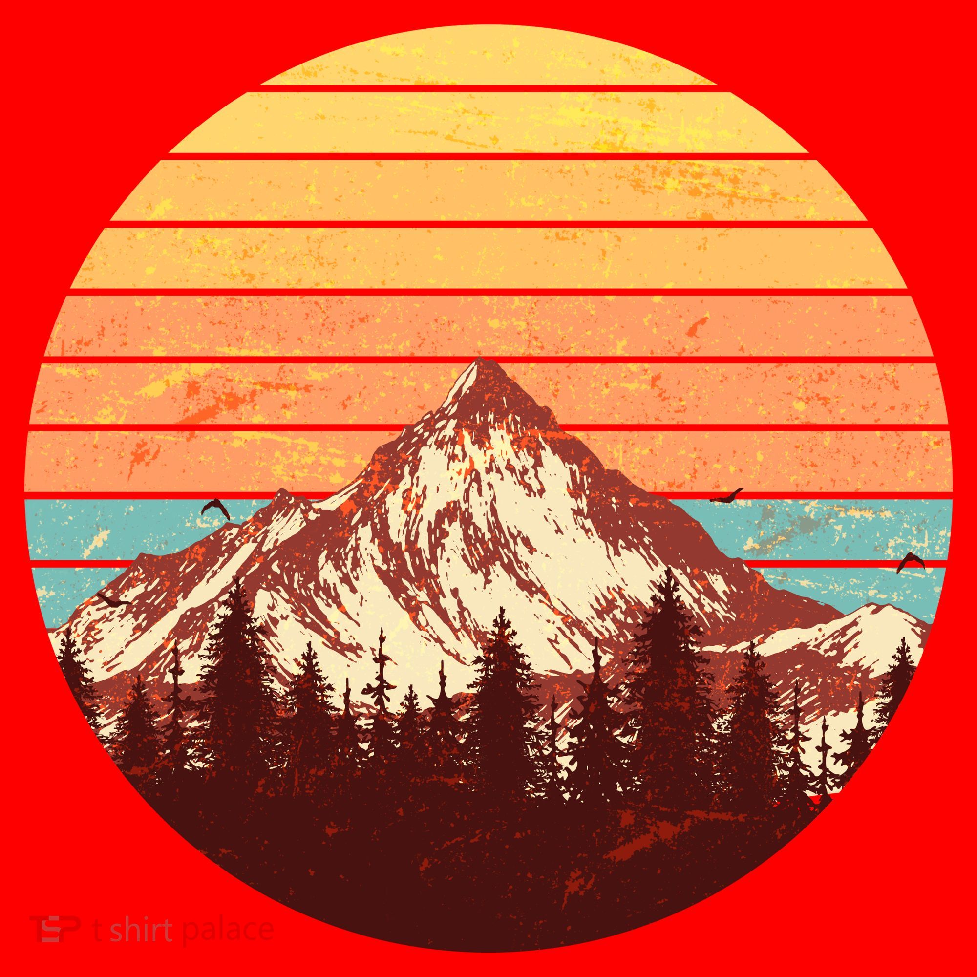 Retro Nature Mountains Santa Hat