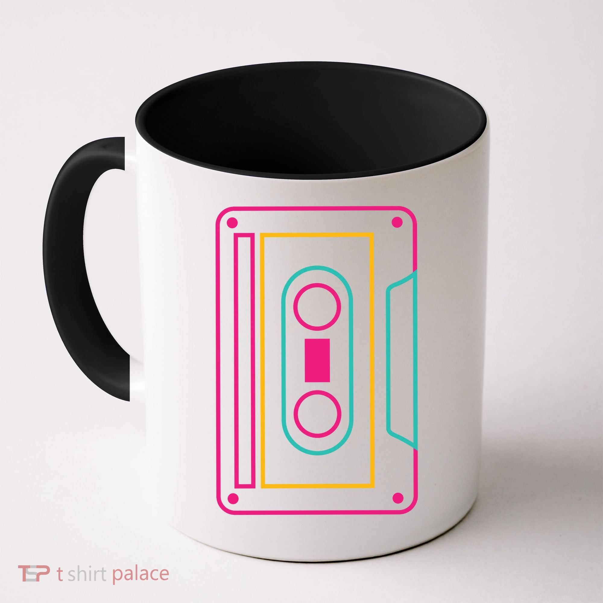Retro Neon Cassette Tape Coffee Mug