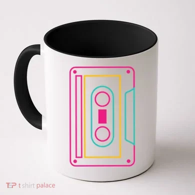 Retro Neon Cassette Tape Coffee Mug