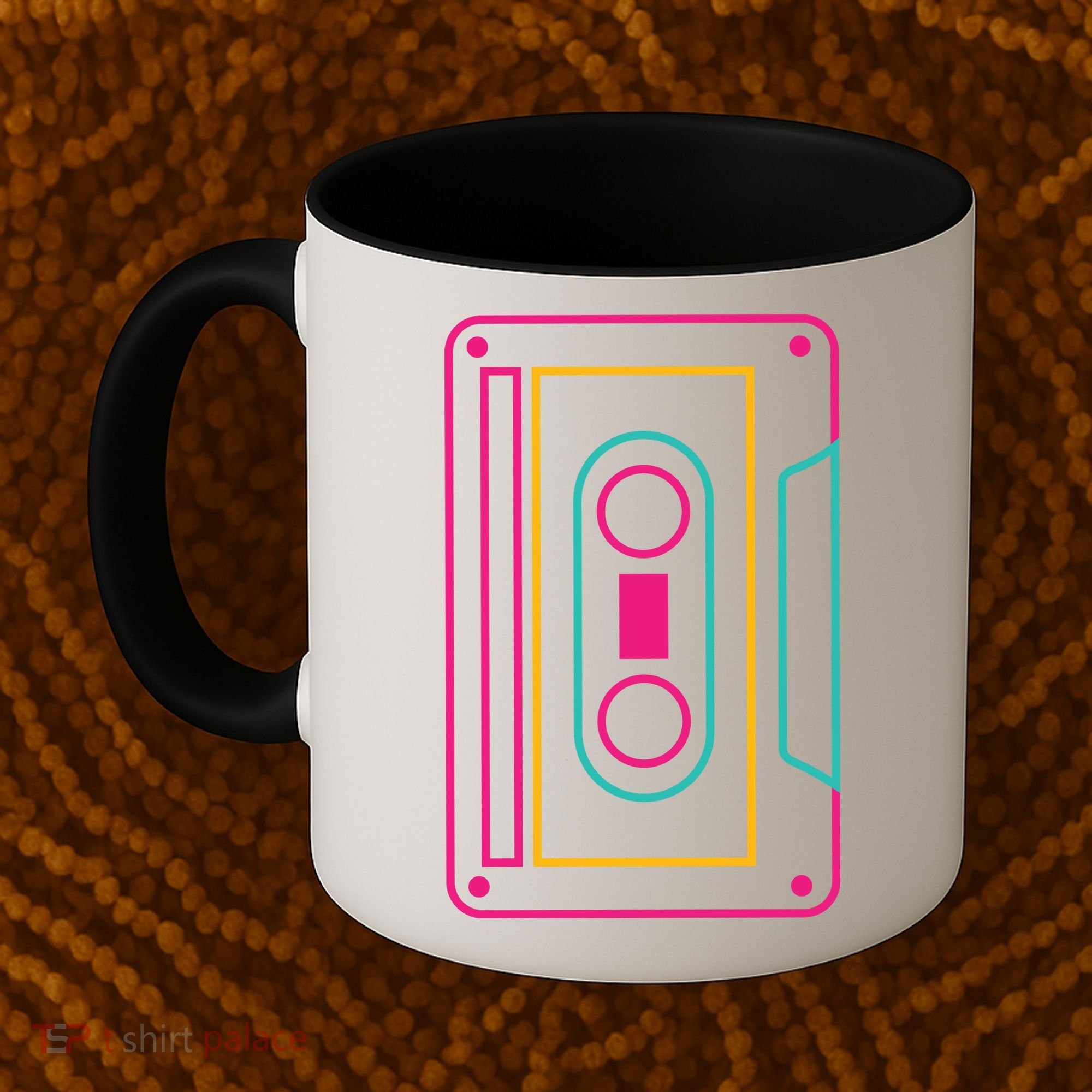 Retro Neon Cassette Tape Coffee Mug