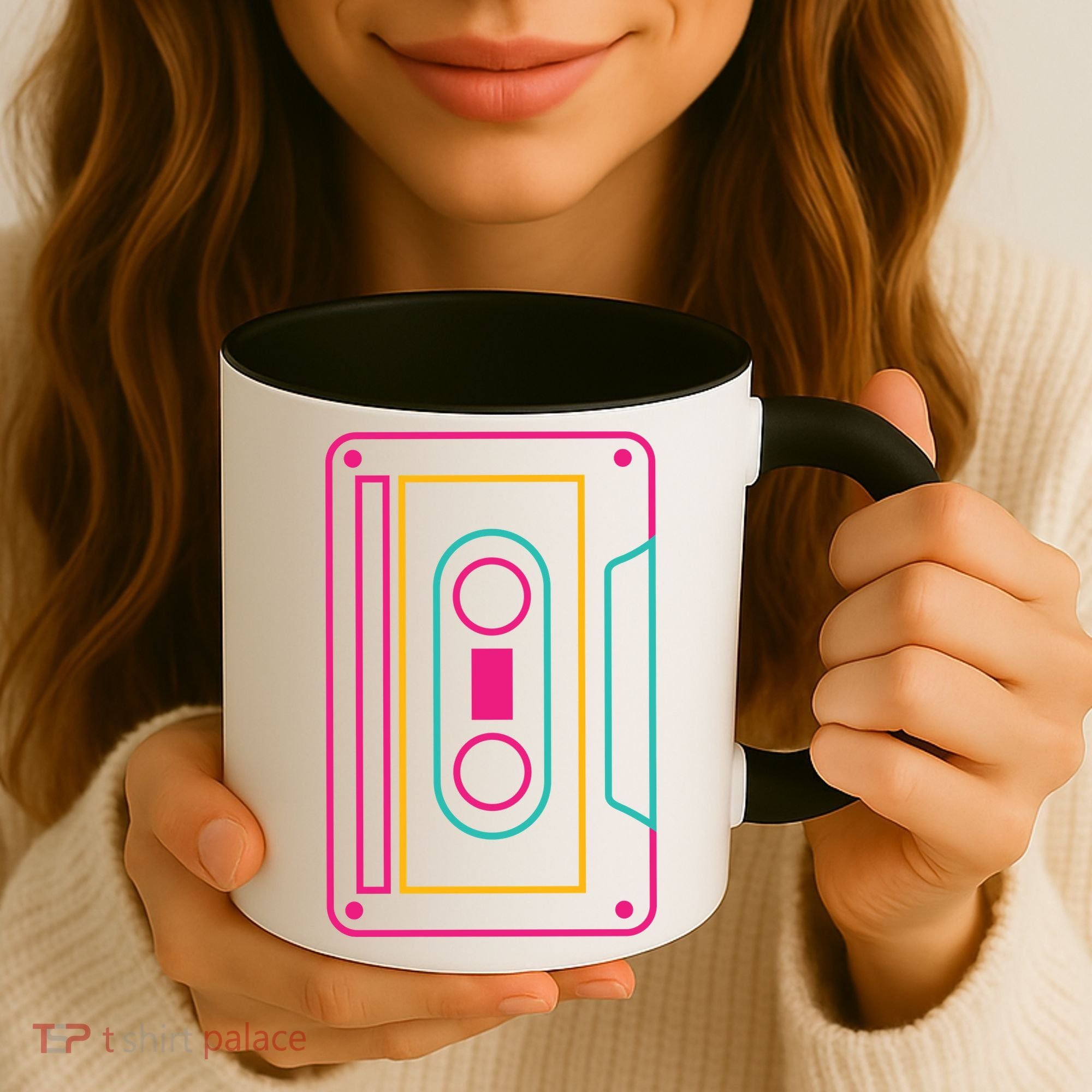 Retro Neon Cassette Tape Coffee Mug