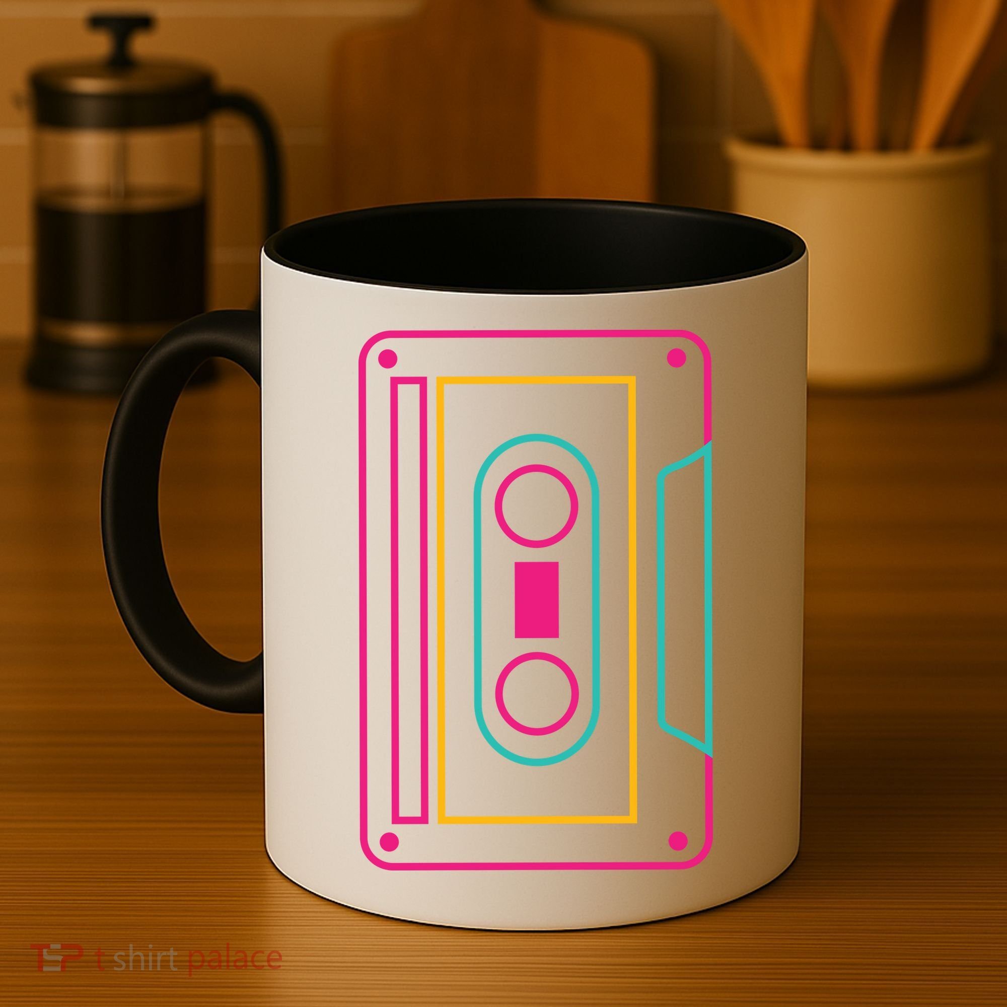Retro Neon Cassette Tape Coffee Mug