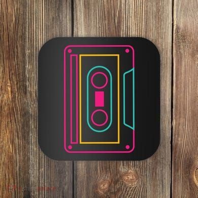 Retro Neon Cassette Tape Coaster