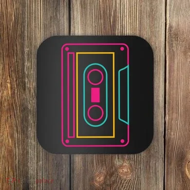 Retro Neon Cassette Tape Coaster