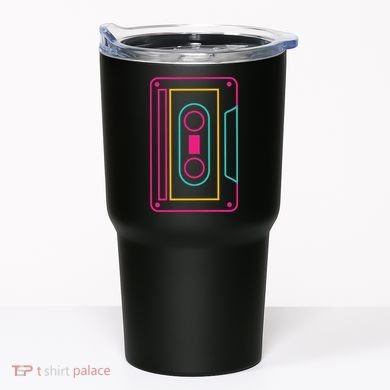 Retro Neon Cassette Tape Tumbler