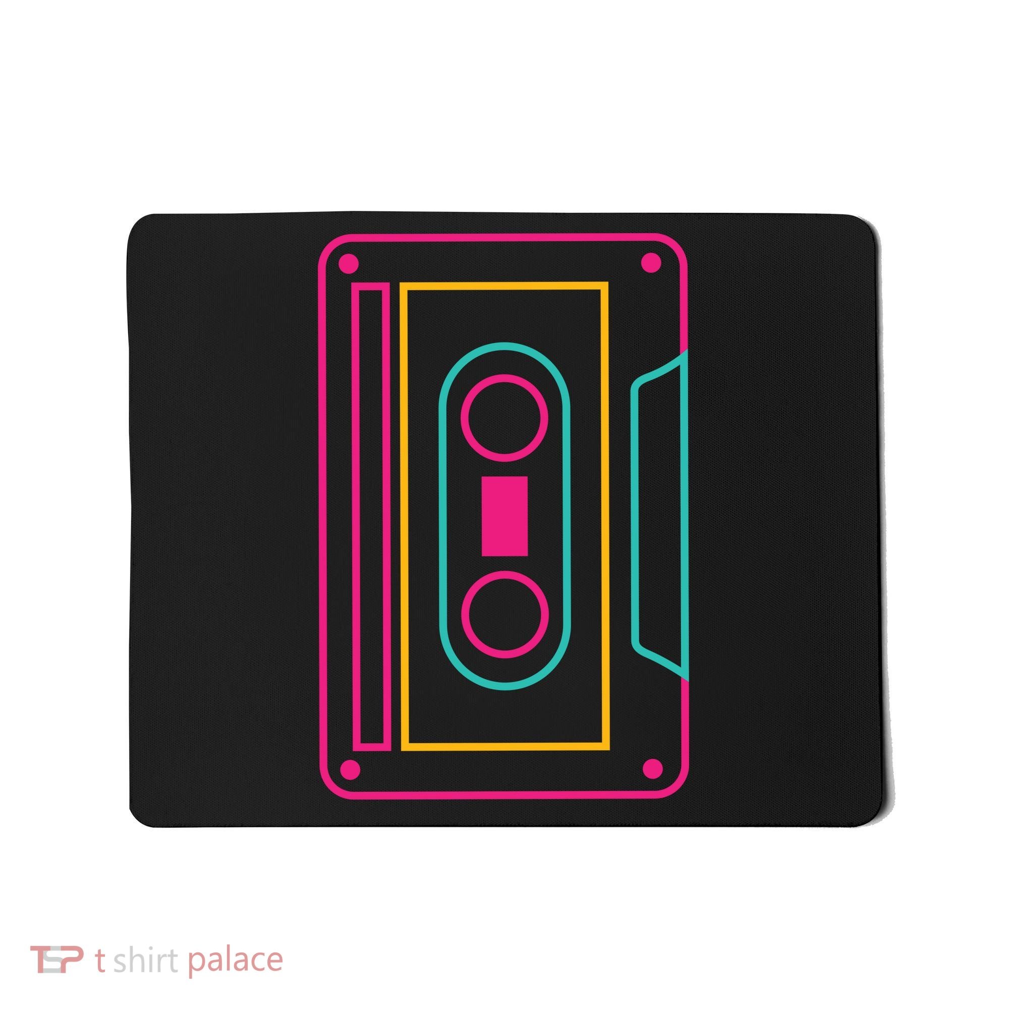 Retro Neon Cassette Tape Mousepad