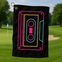 Retro Neon Cassette Tape Golf Towel thumb 1