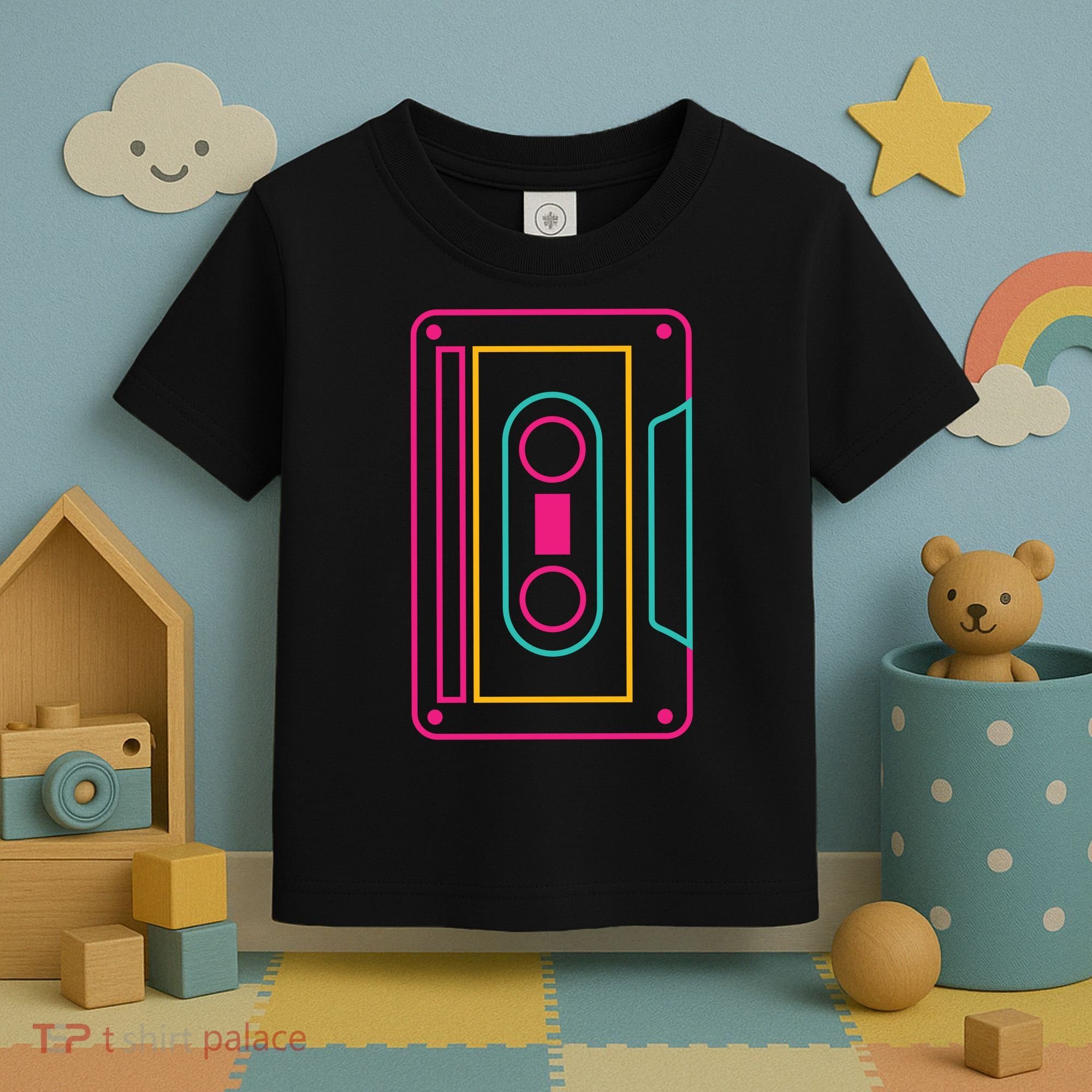 Retro Neon Cassette Tape Toddler T-Shirt