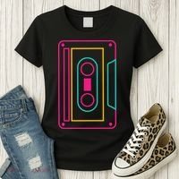 Retro Neon Cassette Tape Women's T-Shirt thumb 3