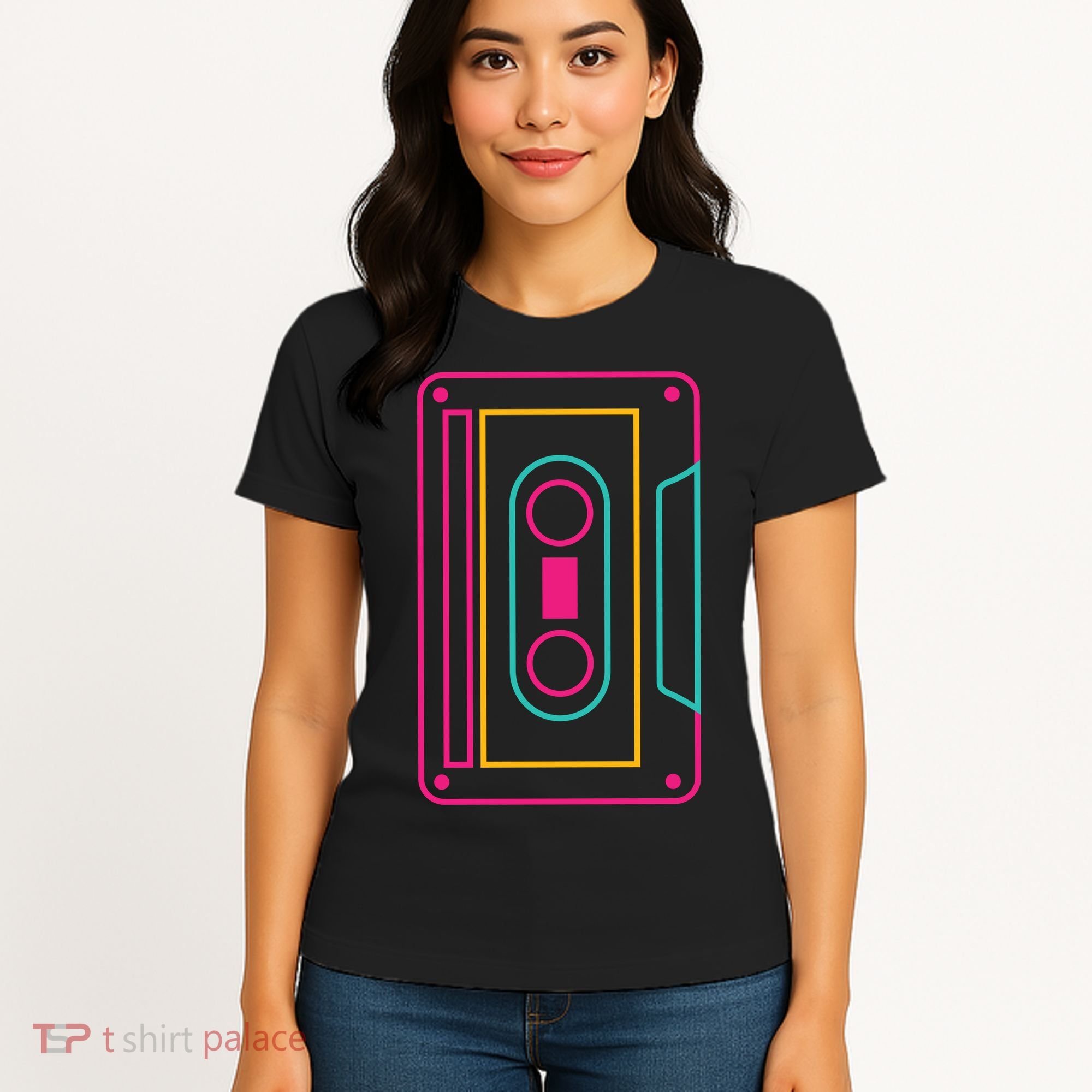Retro Neon Cassette Tape Women's T-Shirt