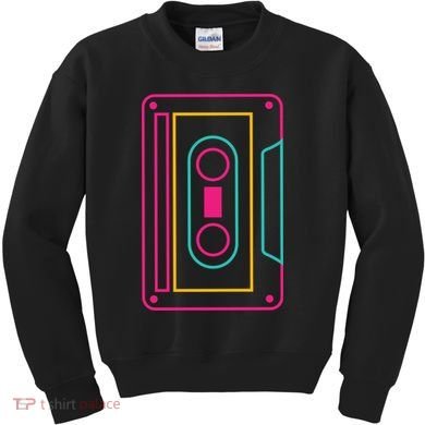 Retro Neon Cassette Tape Kids Sweatshirt