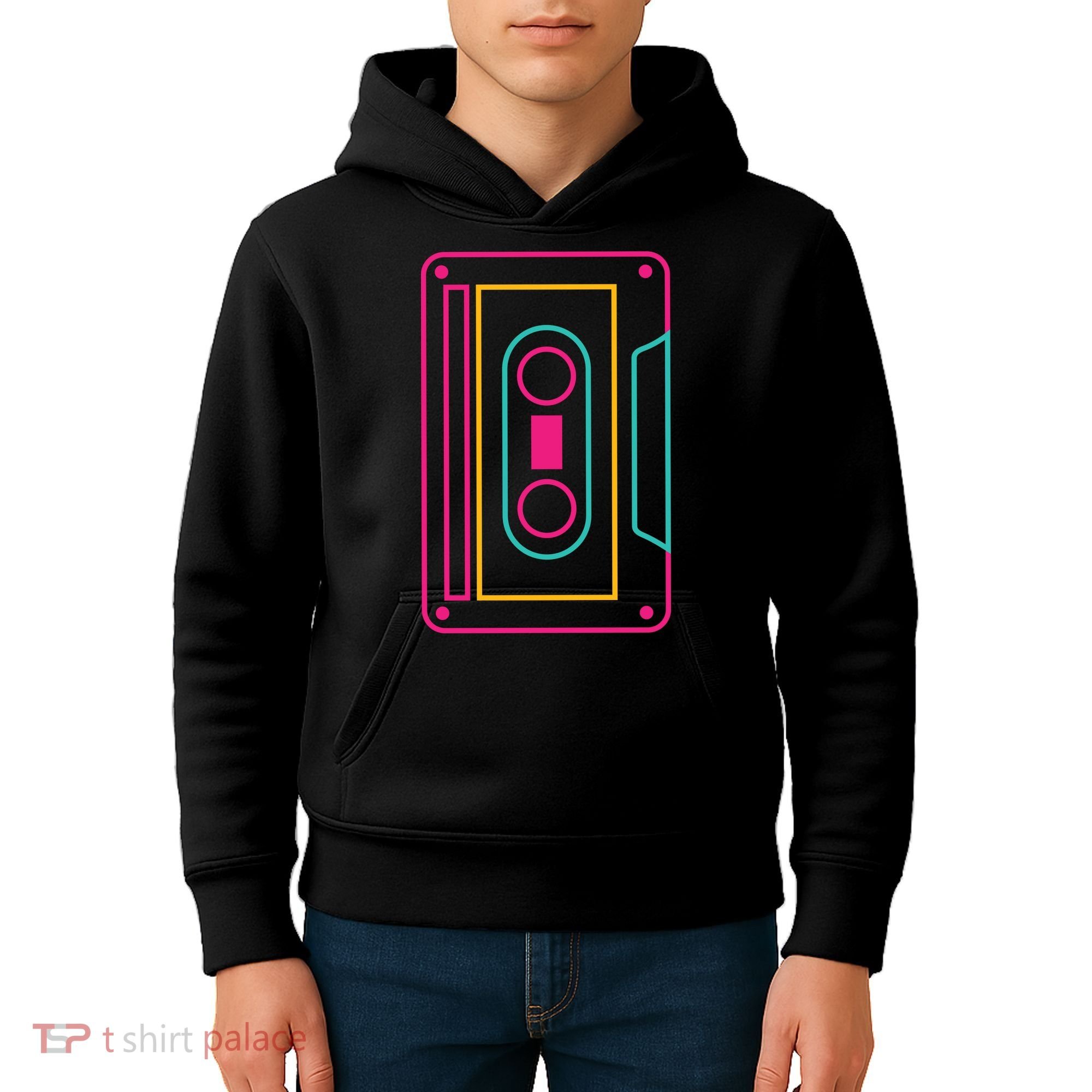 Retro Neon Cassette Tape Kids Hoodie