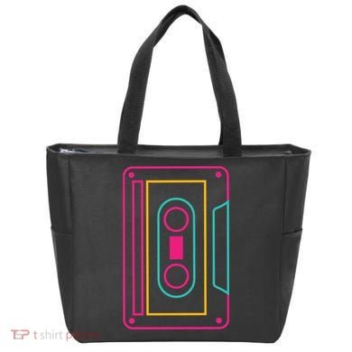 Retro Neon Cassette Tape Tote Bag