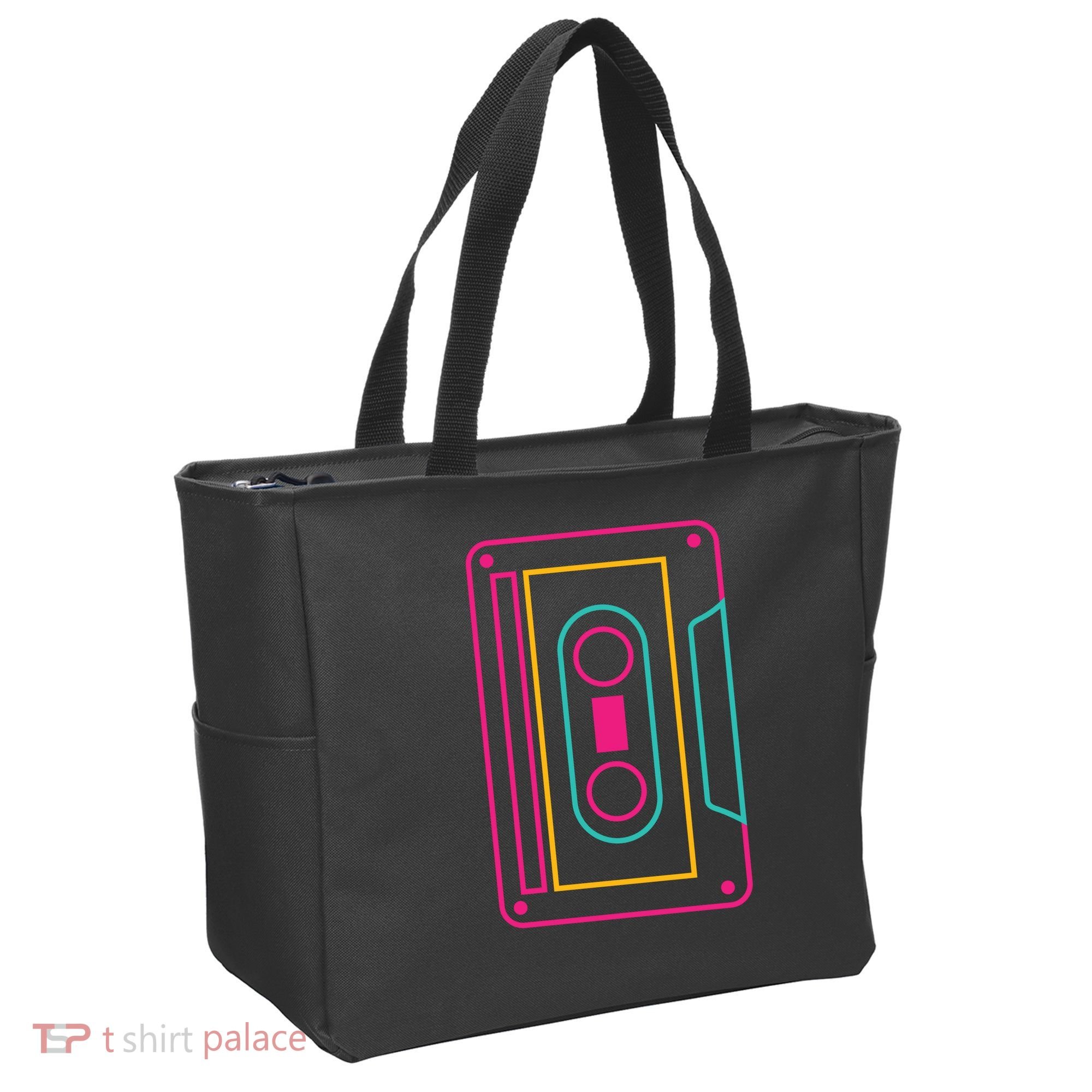Retro Neon Cassette Tape Tote Bag