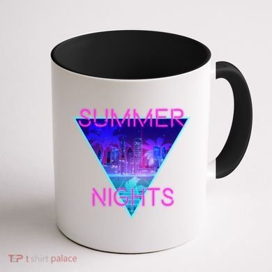 Retro Neon City Summer Nights Coffee Mug back