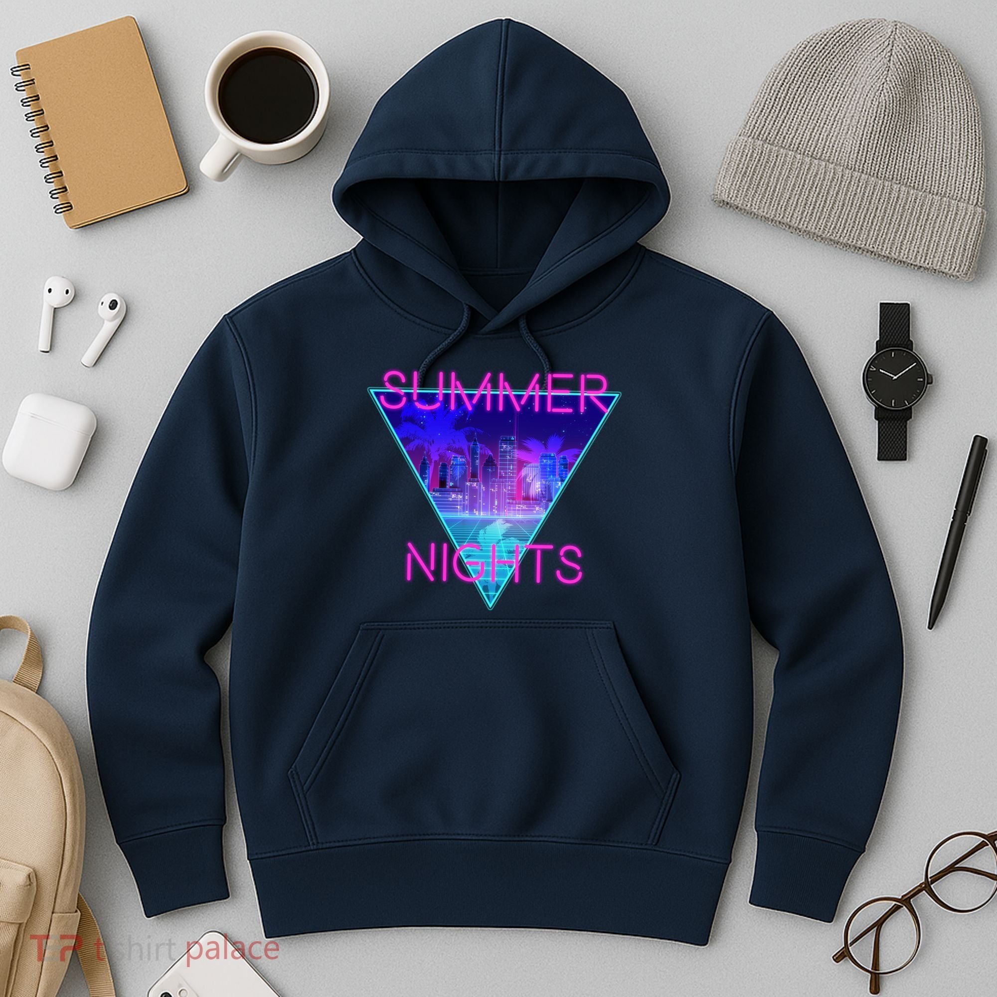 Retro Neon City Summer Nights Hoodie