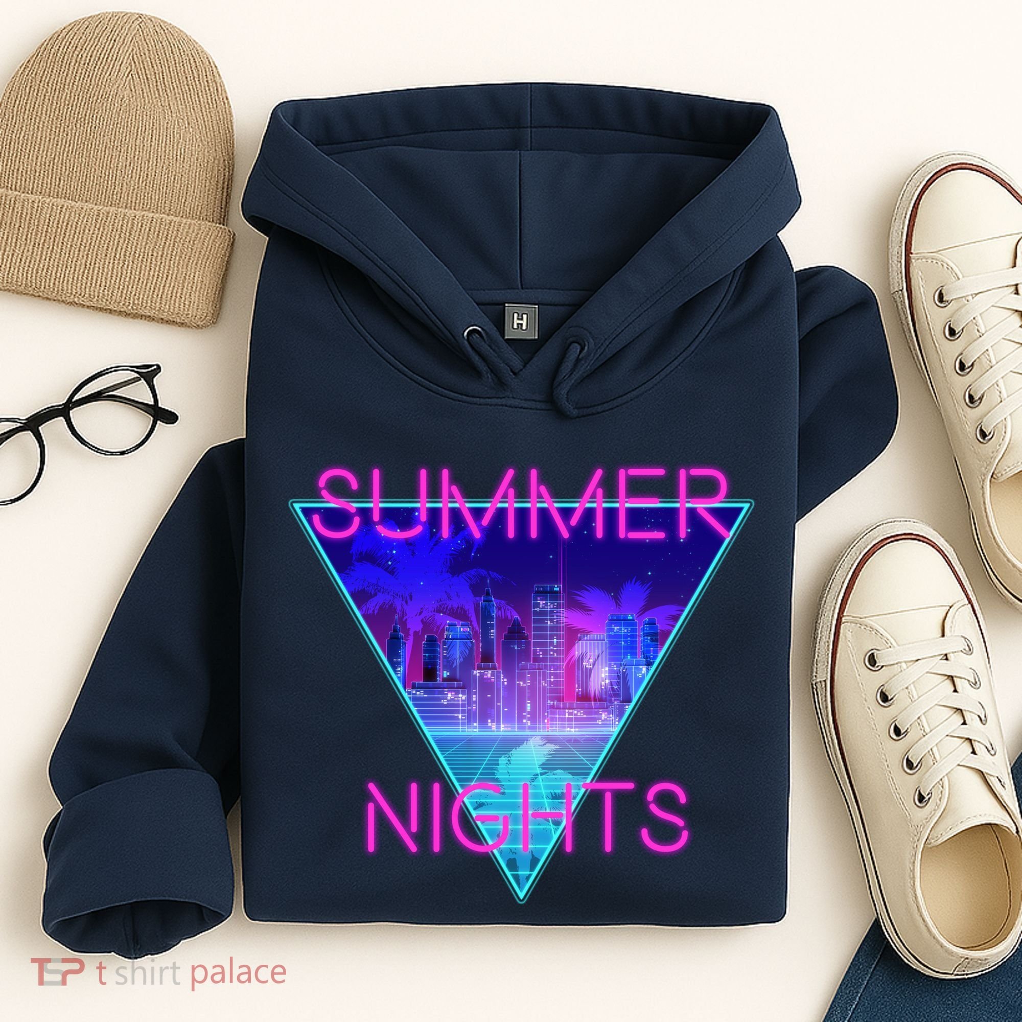 Retro Neon City Summer Nights Hoodie
