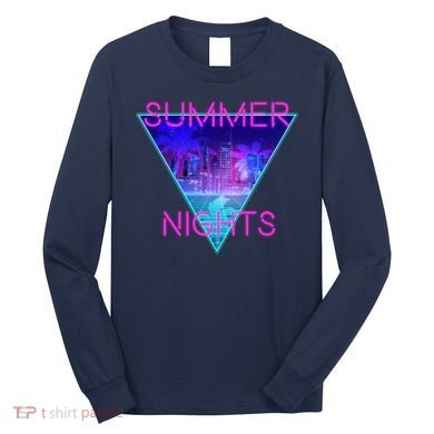 Retro Neon City Summer Nights Long Sleeve Shirt
