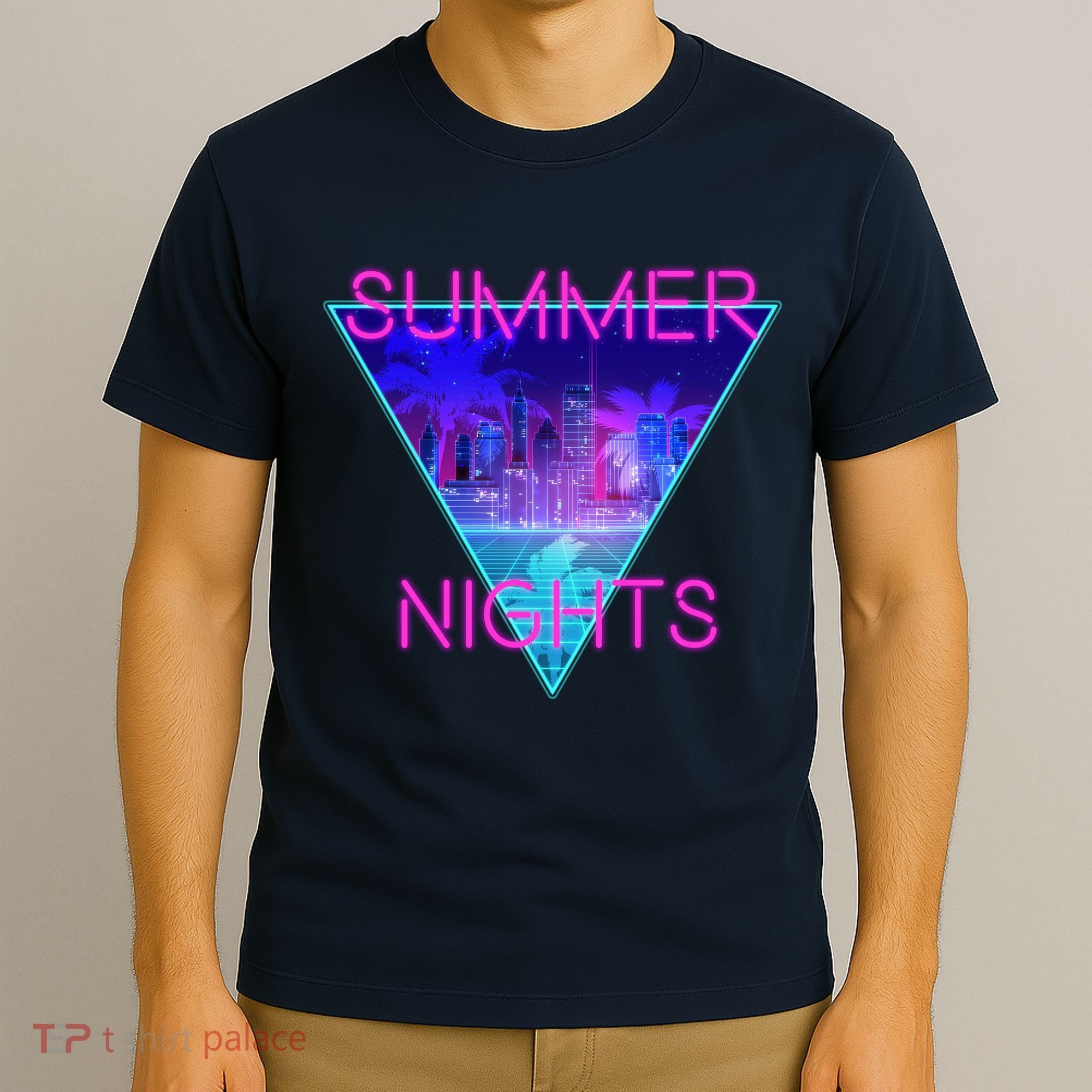 Retro Neon City Summer Nights T-Shirt