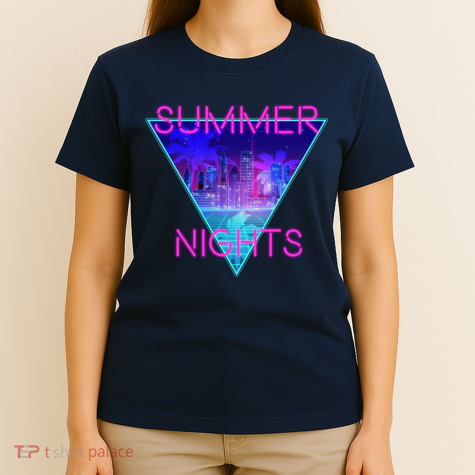 Retro Neon City Summer Nights T-Shirt