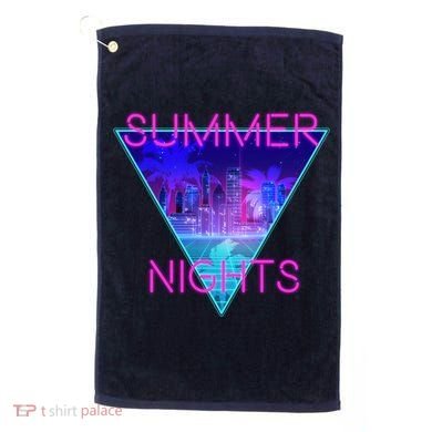 Retro Neon City Summer Nights Golf Towel