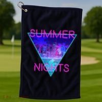 Retro Neon City Summer Nights Golf Towel thumb 1