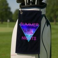 Retro Neon City Summer Nights Golf Towel thumb 2