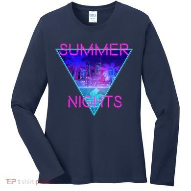 Retro Neon City Summer Nights Women's Long Sleeve Shirt