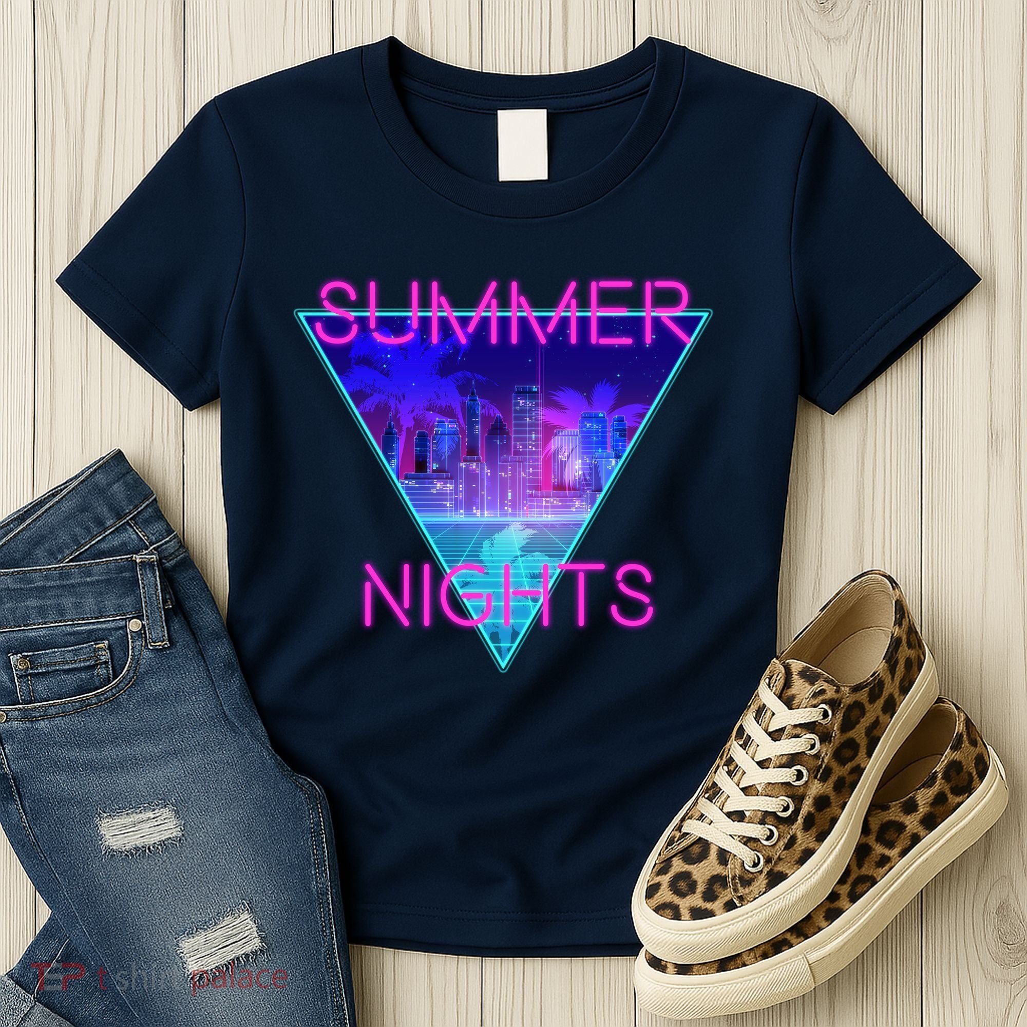 Retro Neon City Summer Nights Women's T-Shirt