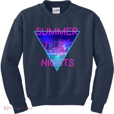 Retro Neon City Summer Nights Kids Sweatshirt