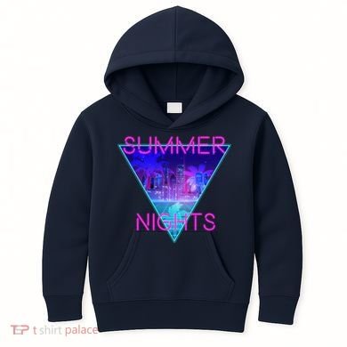Retro Neon City Summer Nights Kids Hoodie
