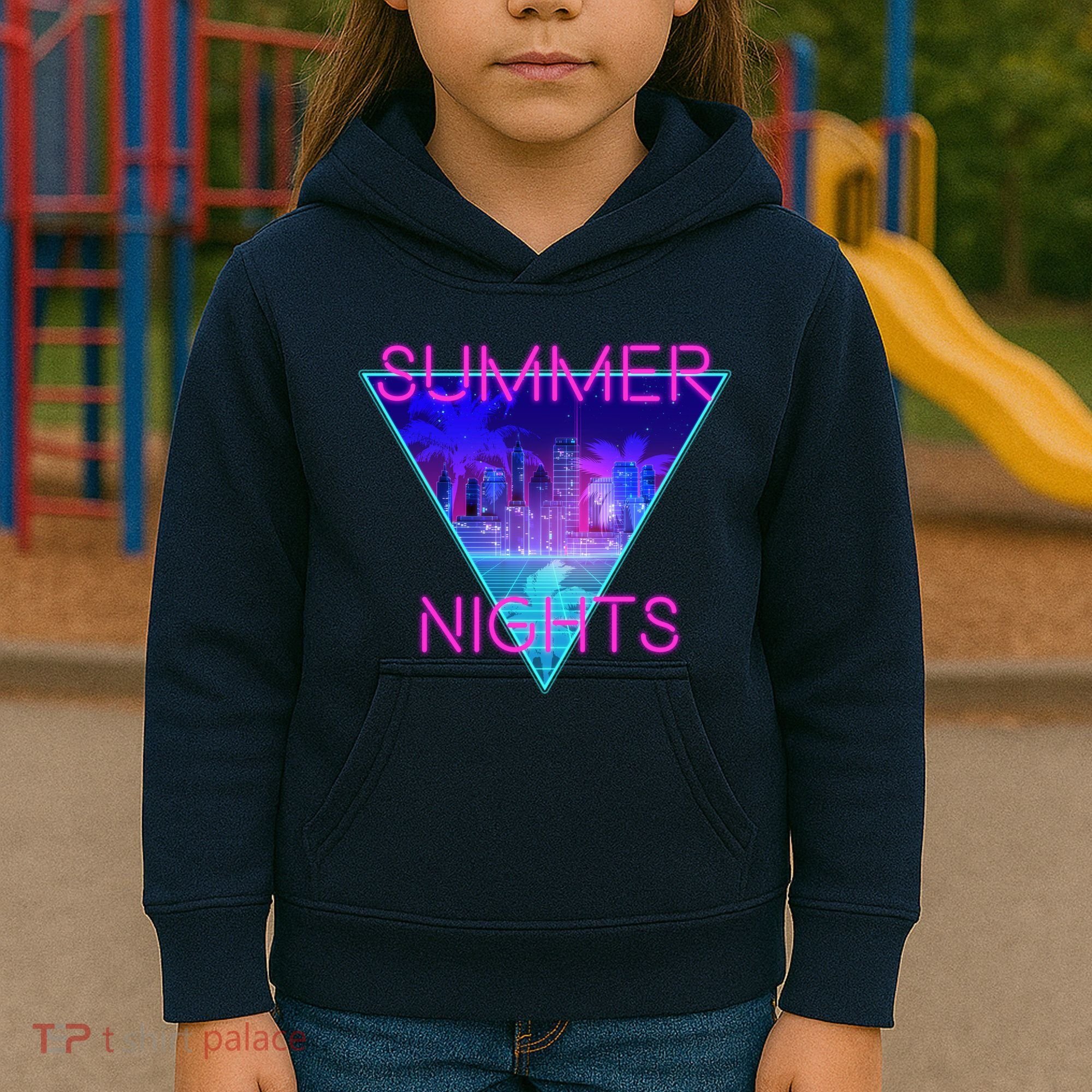 Retro Neon City Summer Nights Kids Hoodie