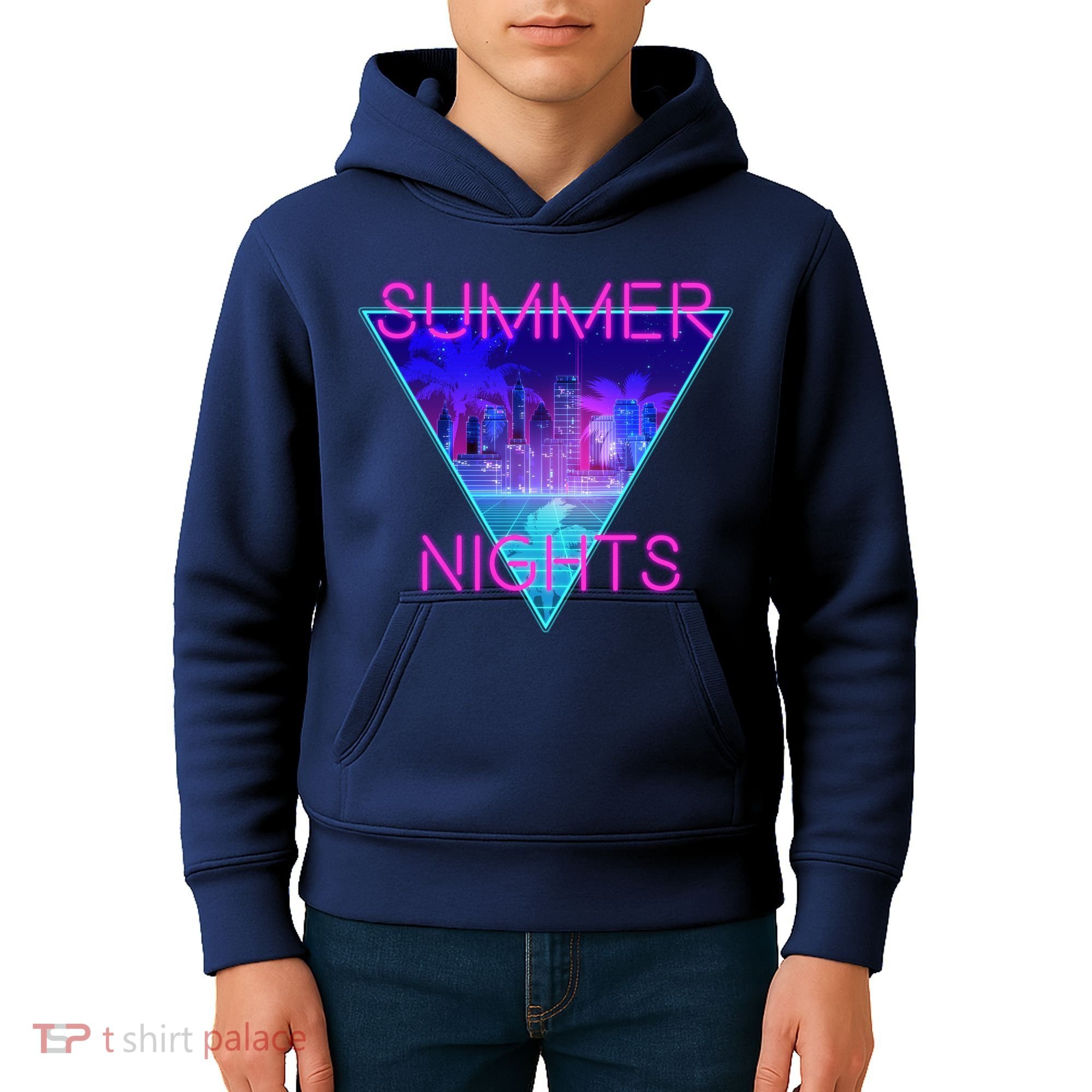 Retro Neon City Summer Nights Kids Hoodie