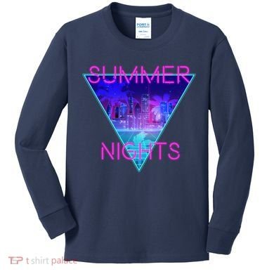 Retro Neon City Summer Nights Kids Long Sleeve Shirt