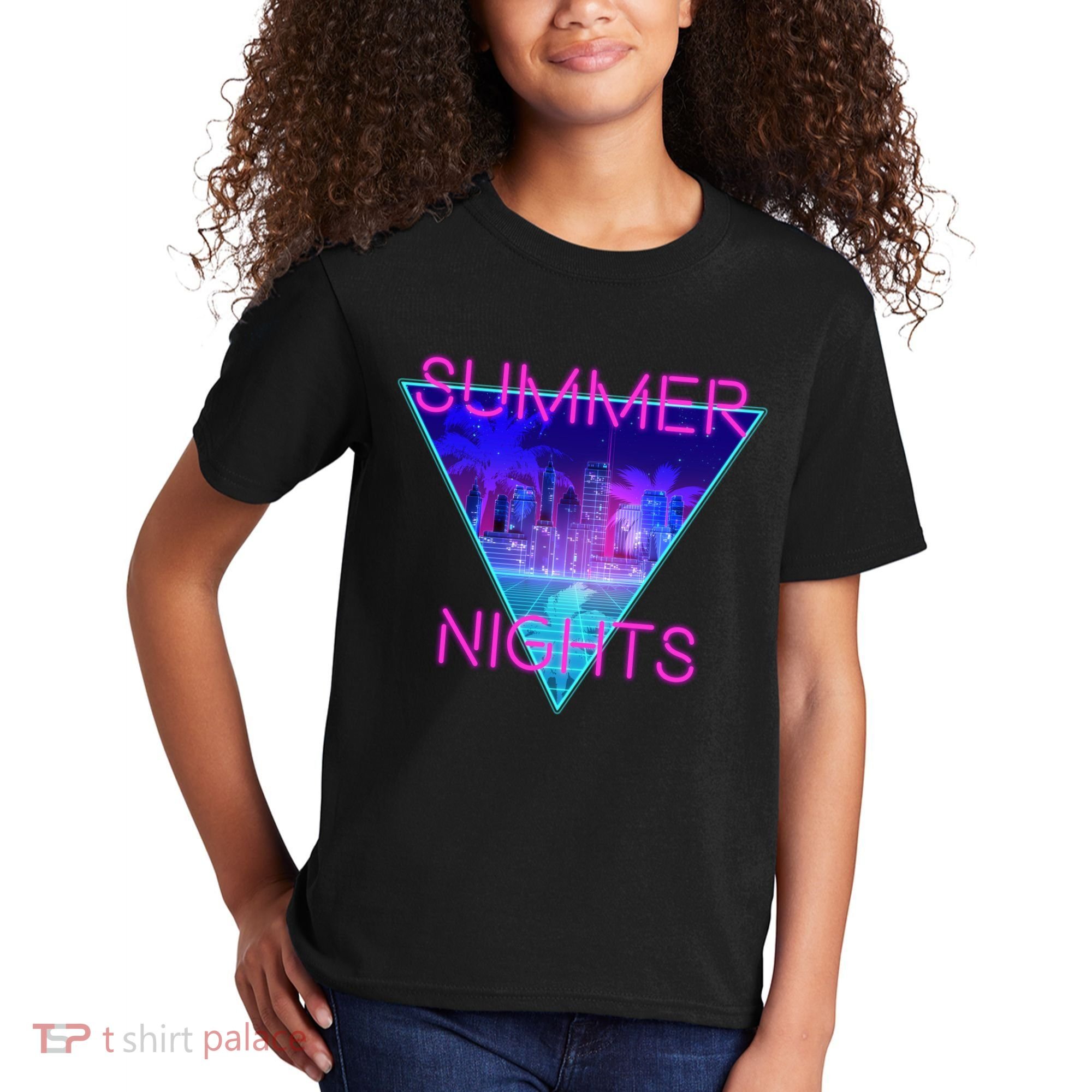Retro Neon City Summer Nights Kids T-Shirt