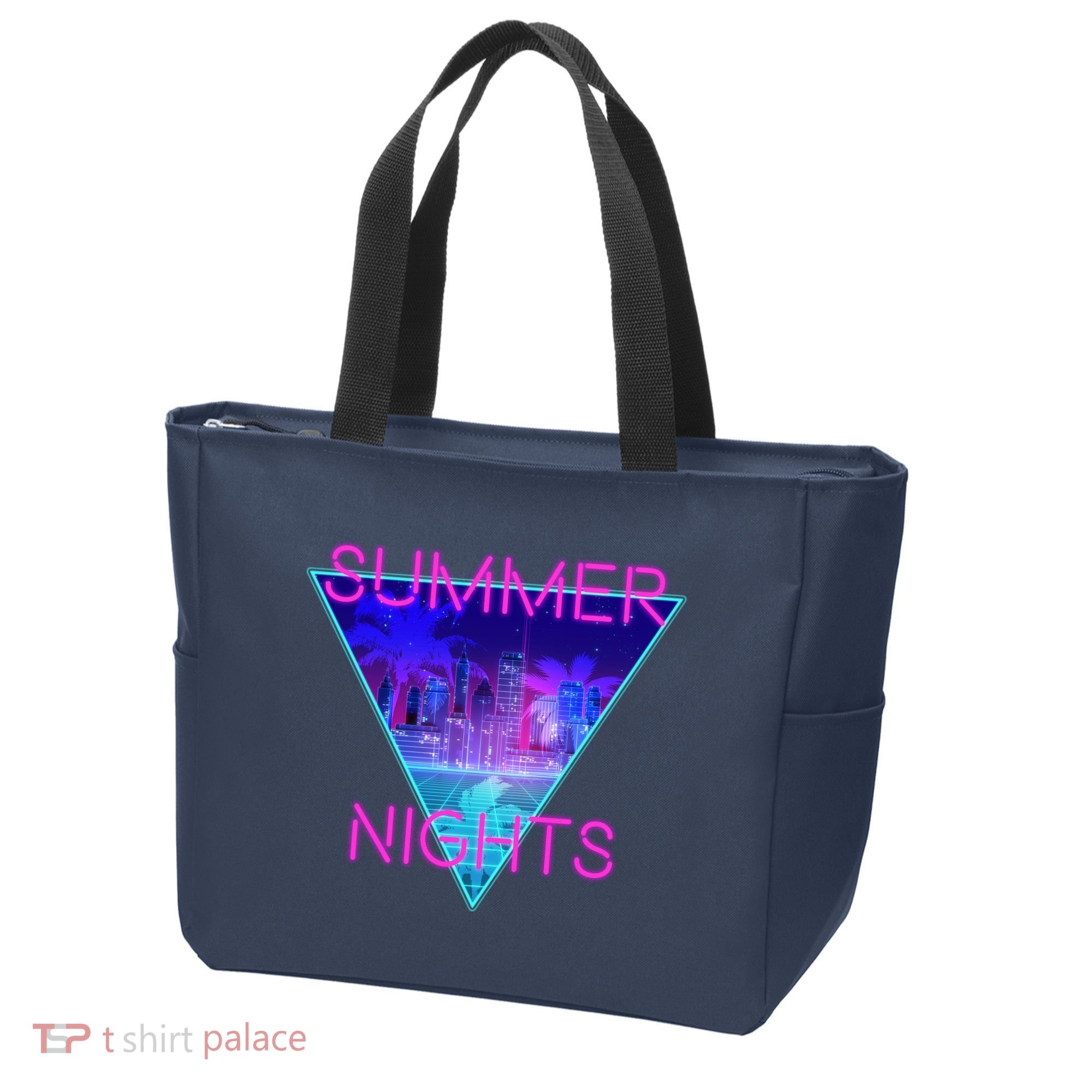 Retro Neon City Summer Nights Tote Bag