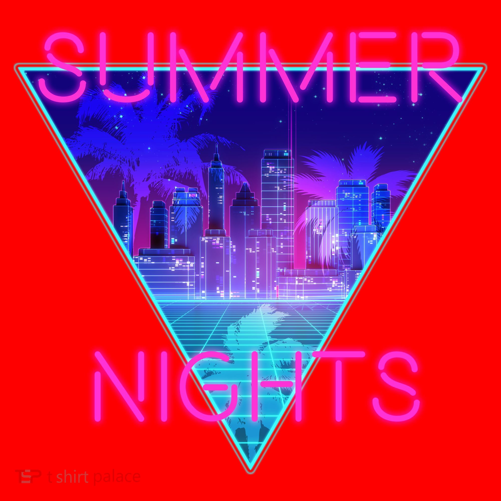 Retro Neon City Summer Nights Santa Hat